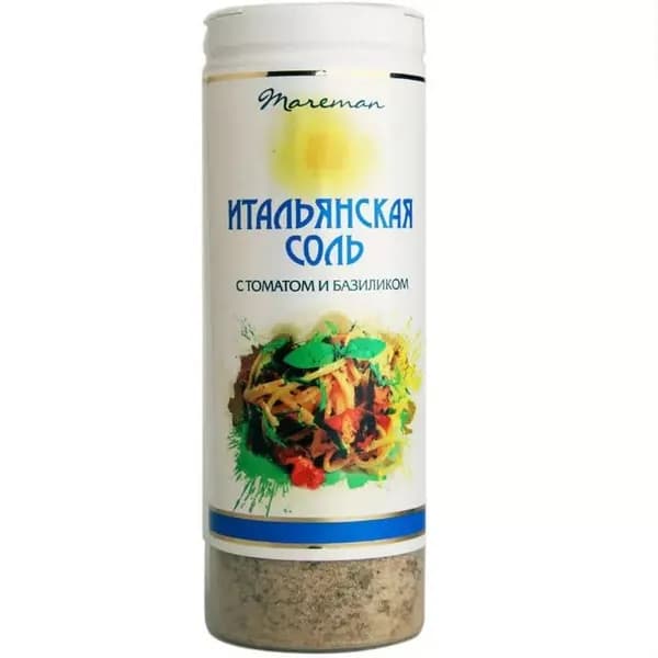 Соль Mareman морская итальянская с томатом и базиликом, 140 г