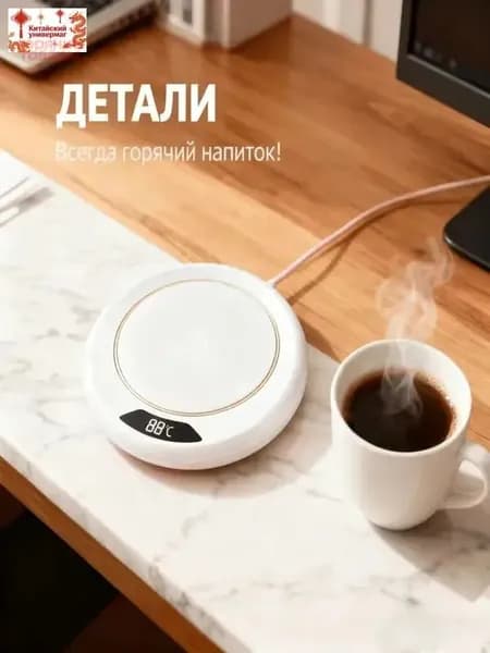 White Подогреватель для кружки с цифровым дисплеем, 3 температуры автоматическое отключение, антискользящая подставка, подарок для офиса и дома