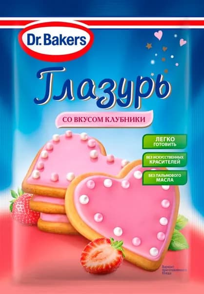Глазурь Dr. Bakers со вкусом клубники 90г