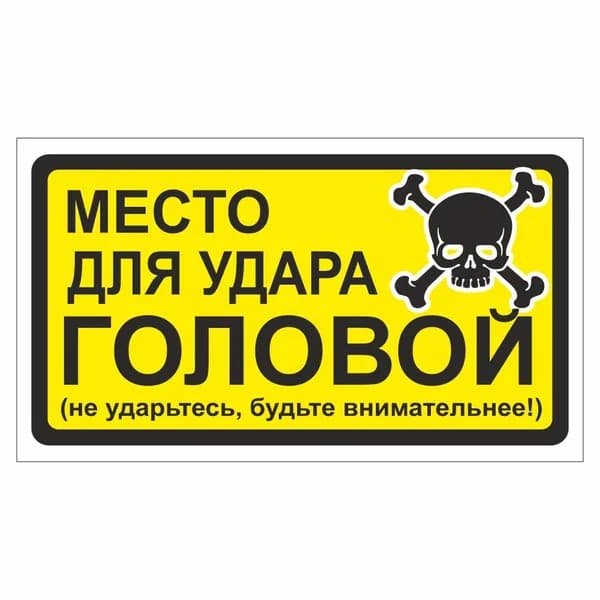 наклейка "Место для удара головой", 175х100мм, Арт рэйсинг