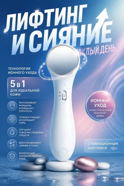 Ионный массажер для лица с вибрационным воздействием