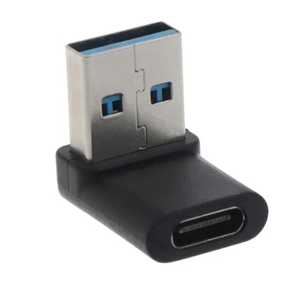 (1 шт.) Угловой 90-градусный переходник USB 3.0 (папа) на Type-C (мама)