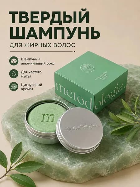 Твердый шампунь для жирных волос Metodologia SOLID SHAMPOO BALANCE, 60 г. ЛАЙМ И ГУАВА