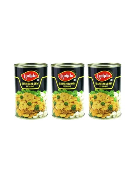 Lorado Грибы шампиньоны резаные, 400 г, 3 шт