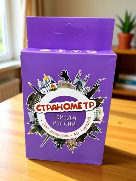 Настольная карточная игра Странометр Города России. 200 вопросов, 40 городов.