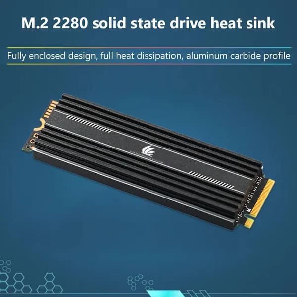 Алюминиевый радиатор для SSD M.2 2280 с наносиликоновой термопастой