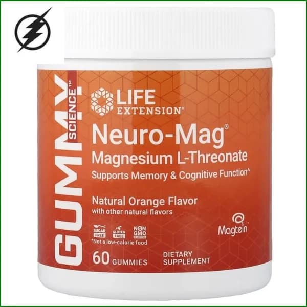 Life Extension, Neuro-Mag Magne L- Threonate, L-треонат магния, со вкусом натурального апельсина, 60 жевательных таблеток