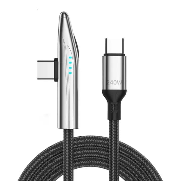 Кабель для быстрой зарядки 240W с угловым разъемом Type-C, 120cm