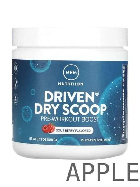 MRM Nutrition, Driven Dry Scoop, предтренировочная добавка, кислая ягода, 100 г (3,53 унции)YY