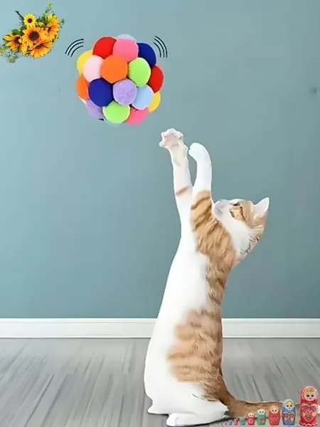 Интерактивный мячик, игрушка с погремушкой для кошек, котов, котят, мячик для собак мелких пород
