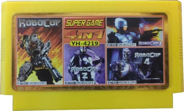 Картридж для Dendy 8 бит сборник 4 игры YH-4219 (RoboCop 1,2,3,4)