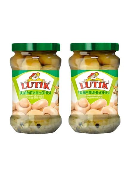 Lutik Шампиньоны маринованные по-дворянски, 314 мл, 2 шт