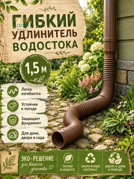 Удлинитель водостока 50-160 см для защиты фундамента, телескопическая дренажная труба, гибкая гофра для отвода воды