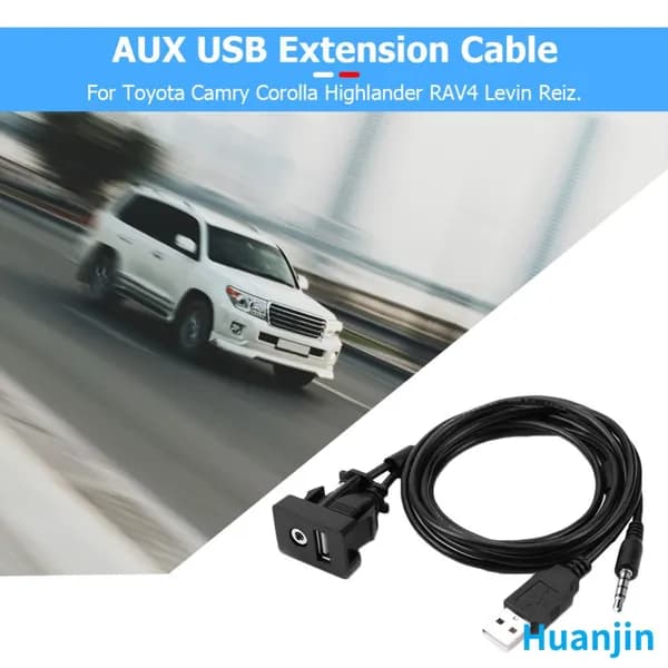USB AUX удлинитель для Toyota с разъёмом 3,5 мм и USB-портом