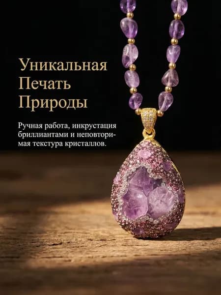 талисман Оберег Ожерелье из натурального аметиста