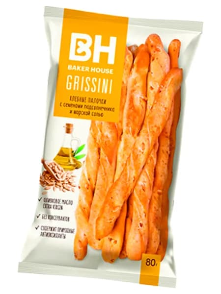 Хлебные палочки сем. подсолнечника GRISSINI 80г Baker House