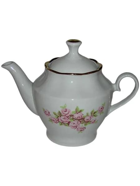 ВИНТАЖ СССР. "RPR" 1970-1980г (Рижский Завод Фарфоровых Изделий). Коллекционный Фарфоровый Заварочный / Доливочный чайник - ЦВЕТЫ. Золочение.