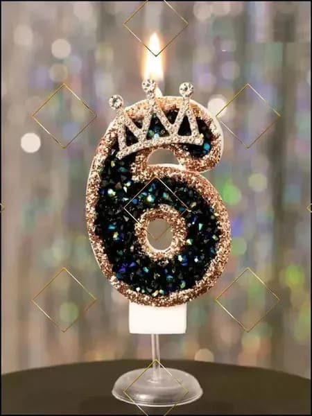 Свечи для торта цифра 6, 8 см, 1 шт