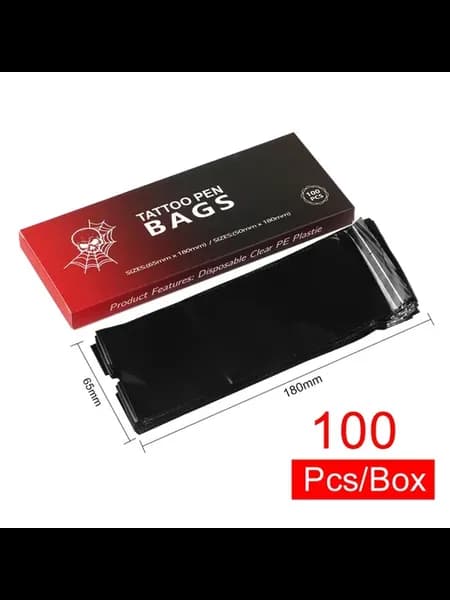 Сумки для тату-машинки 18x6.5см, черные, 100шт
