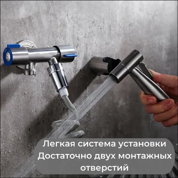 Гигиенический душ для унитаза на холодную воду / биде для унитаза / Lemen / нержавеющая сталь / сатиновый (серый)