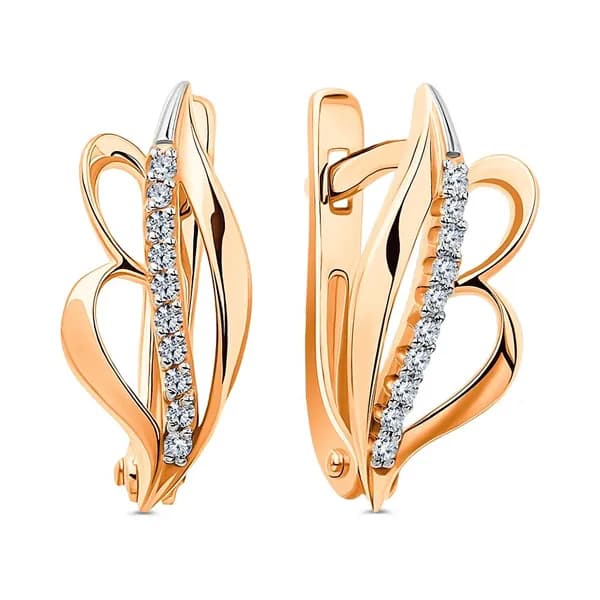 Серьги женские с фианитами из красного золота 375 пробы 585GOLD