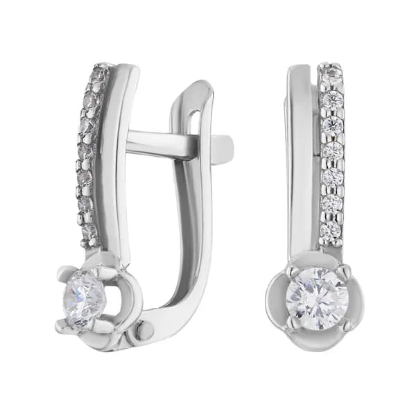 Серьги серебряные 925 женские с фианитами