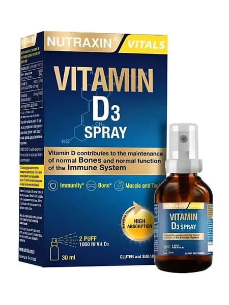 Nutraxin Vitamin D3 Спрей 1000 IU 30 мл Витамин D3 для иммунитета, костей и энергии.