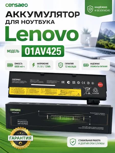 Аккумулятор (батарея) 01AV425 61+ для ноутбука Lenovo Thinkpad P51s 11.1V 72Wh 6600 черная