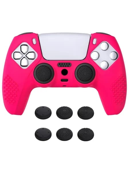 PlayVital Чехол-силикон 3D Studded для PS5, противоскользящий, с защитой корпуса и накладками на джойстики, для беспроводного контроллера