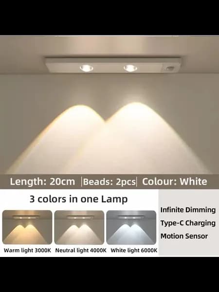 Беспроводной ультратонкий LED ночник YongFan для шкафа white