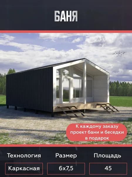 Готовый проект каркасной бани для дачи 45 м