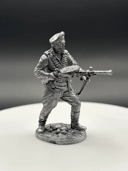 Краснофлотец морской пехоты Черноморского флота с пулеметом ДП, 1943-45гг, СССР, оловянный солдатик