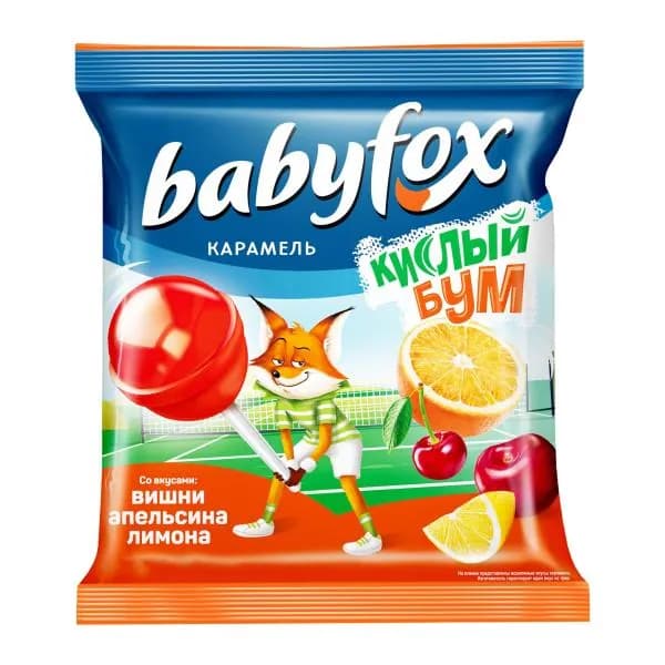 Карамель на палочке кислая ассорти Babyfox 113г