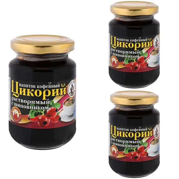 Цикорий растворимый Русский цикорий, с шиповником, стекло, 200 г (комплект 3 шт.) 5900081