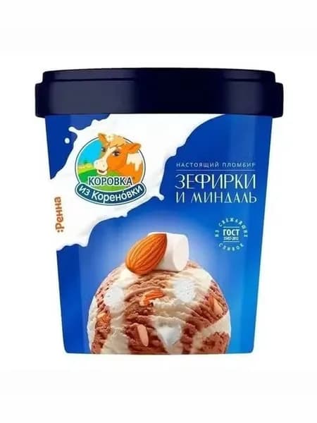 Мороженое пломбир Коровка из Кореновки зефирки и миндаль 300 г