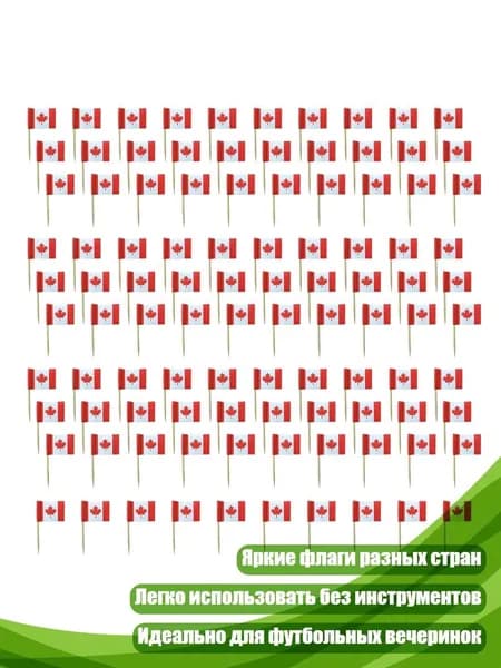 Зубочистки с флагами стран, 100 шт., - Канада