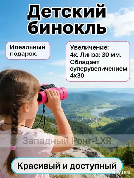 Детский телескоп, резиновая рукоятка, ручная фокусировка, 4 - кратное увеличение