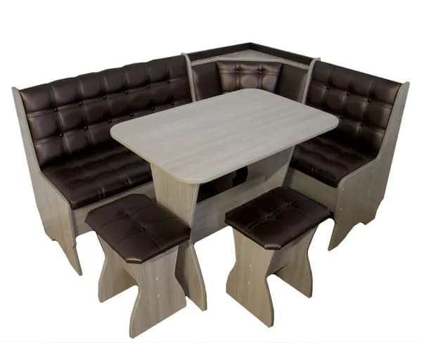 Мир Мебели Кухонный уголок,162x55x85 см, темно-коричневый, бежевый