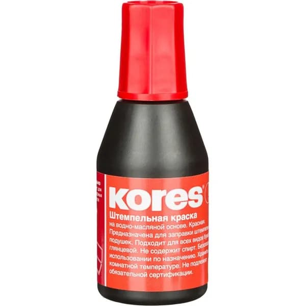 Kores Краска штемпельная, красная, 28 мл.