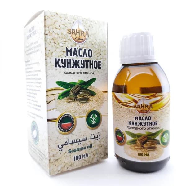 Масло кунжутное SAHRA (САХРА) 100 мл в стекле Нерафинированное, первого холодного отжима, растительное из семян белого кунжута