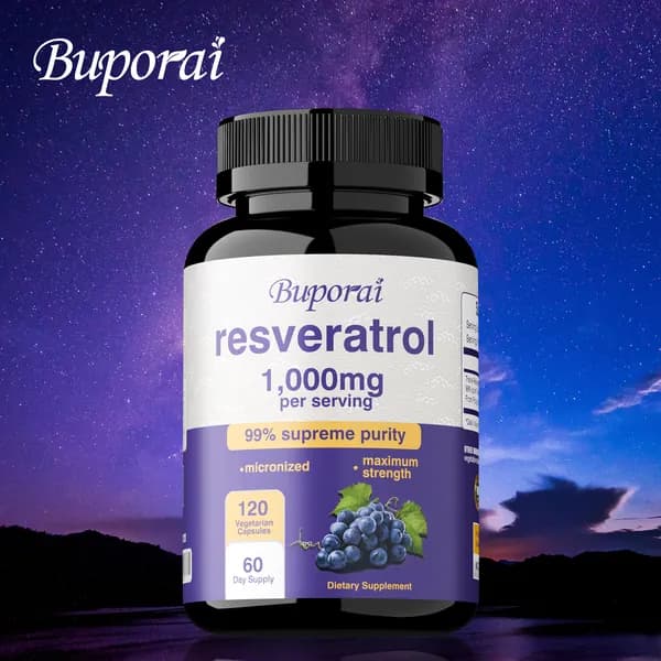 Капсулы Buporai Resveratrol - содержат высокоочищенный ресвератрол - для оздоровления и омоложения, поддержки сердечно-сосудистой и цереброваскулярной системы