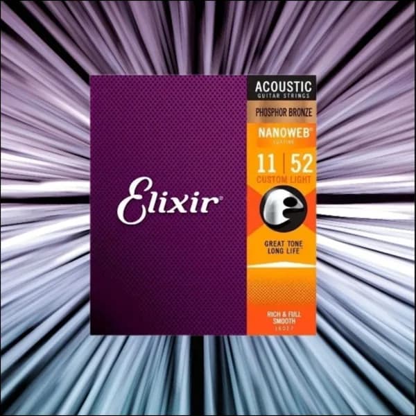 Эксклюзивные струны Elixir Nanoweb 16027 для акустической гитары, калибр 011052