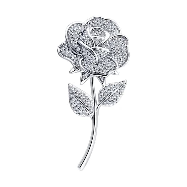 Серебряная брошь DIAMANT-ONLINE с фианитом 925 пробы