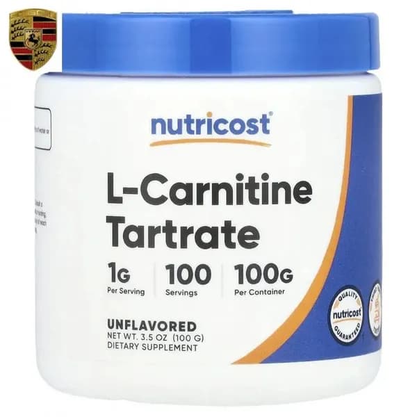 Nutricost, L-карнитин тартрат, без добавок, 100 г (3,5 унции)