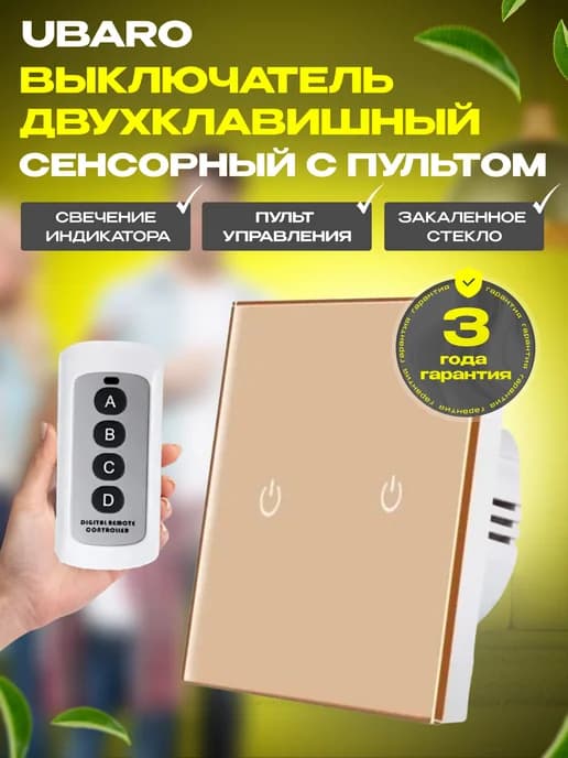 Выключатель сенсорный двухклавишный с пультом управления