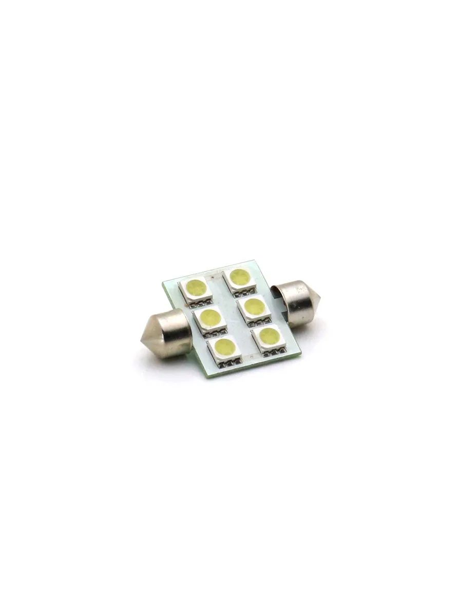Лампа 12 В 6 светодиодов 5050SMD двухцокольная белая