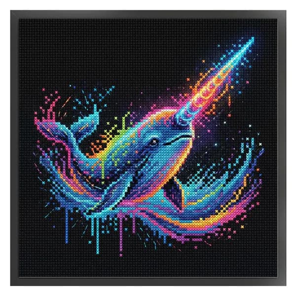 Крестиком вышивка Narwhal Нарвал на хлопковой канве 14CT, 30 30 см