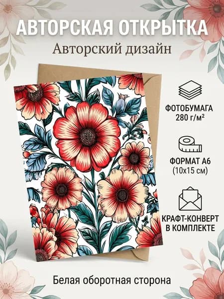 Авторская открытка "Цветочный узор"