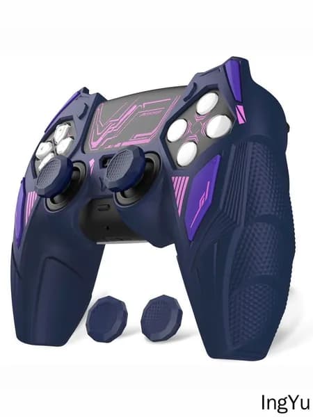 силиконовый чехол для геймпада PS5 DualSense Mecha Rhino, совместим с док-станцией, сине-фиолетовый