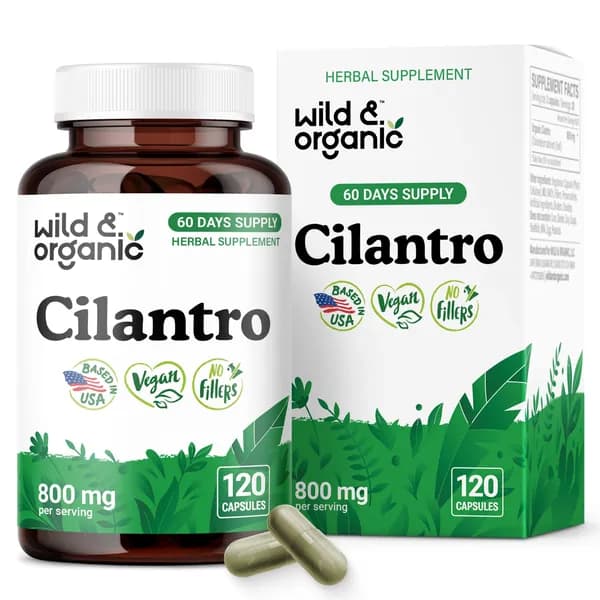 Дикие и органические капсулы кинзы 800 мг - Детокс Support - Cilantro Supplement